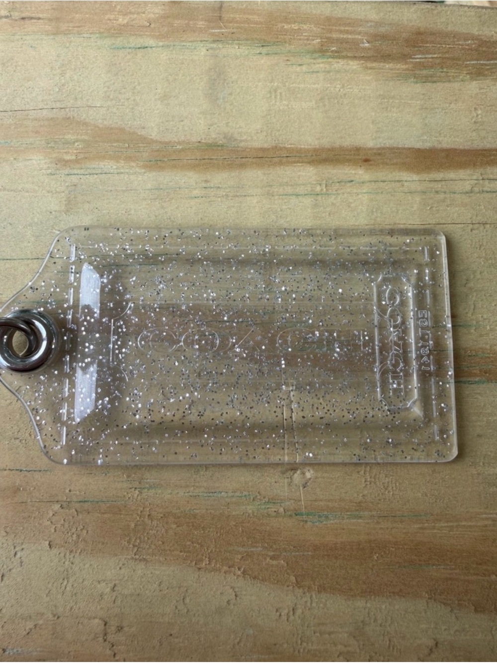 Coach Clear poppy Glitter Acrylic hang tag with Silver Accents - Picture 5 of 5
